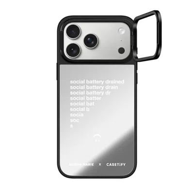 Casetify Iphone 17 Pro Max Case Silver On Black Mirror Ring Stand Case Magsafe Compatible  Alisha Marie Socia