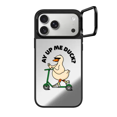 Casetify Iphone 17 Pro Max Case Silver On Black Mirror Ring Stand Case Magsafe Compatible  Ay Up Me Duck? Cas