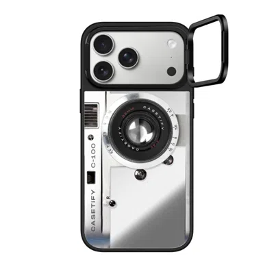 Casetify Iphone 17 Pro Max Case Silver On Black Mirror Ring Stand Case Magsafe Compatible  Camera Case - Retr