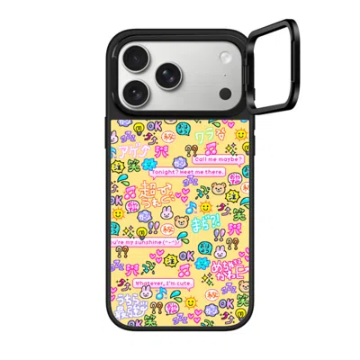 Casetify Iphone 17 Pro Max Case Silver On Black Mirror Ring Stand Case Magsafe Compatible  Emoji Paradise Cas