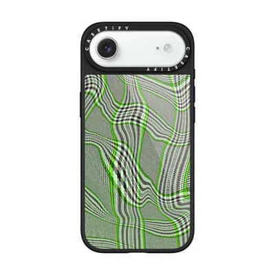 Casetify Iphone Air Case Black Glaze Case Magsafe Compatible  Surrealism Distorted Plaid - Green