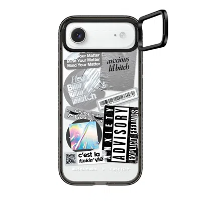 Casetify Iphone Air Case Black Impact Ring Stand Case Magsafe Compatible  Anxiety Advisory Sticker Case Caset