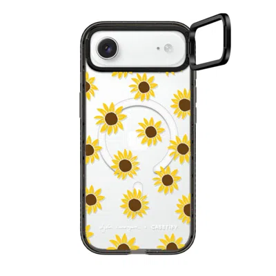 Casetify Iphone Air Case Black Impact Ring Stand Case Magsafe Compatible  Secret Sunflower