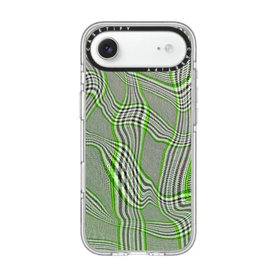Casetify Iphone Air Case Clear Impact Clear Case Magsafe Compatible  Surrealism Distorted Plaid - Green In Transparent