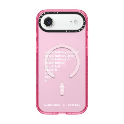Casetify Iphone Air Case Pink Impact Case Magsafe Compatible  Alisha Marie Social Battery Case