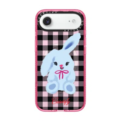 Casetify Iphone Air Case Pink Impact Case Magsafe Compatible  Animal,cartoon Bunny With Plaid