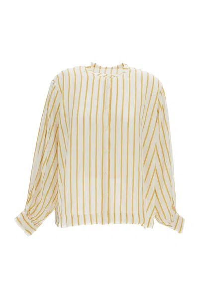 Casey & Casey Beige Striped Linen-blend Shirt In Yellow