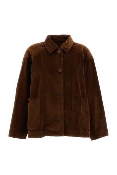 Casey & Casey Brown Drays Travail Cropped Corduroy Workwear Jacket