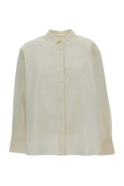 Casey & Casey Chalk Poplin Shirt With Raglan Sleeves And Square Fit In White