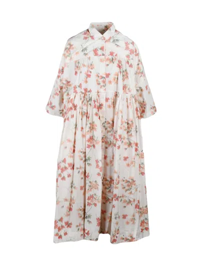 Casey & Casey Cream Polyester-blend Oversized Chemise Dress In White