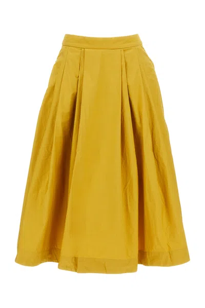 Casey & Casey Flared Pleated Skirt In Yellow