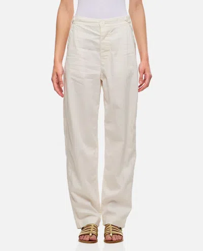 Casey & Casey Jude Femme Cotton And Linen Trousers In White