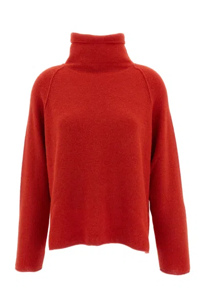 Casey & Casey Orange High Neck Funnel Neck Alpaca-blend Sweater
