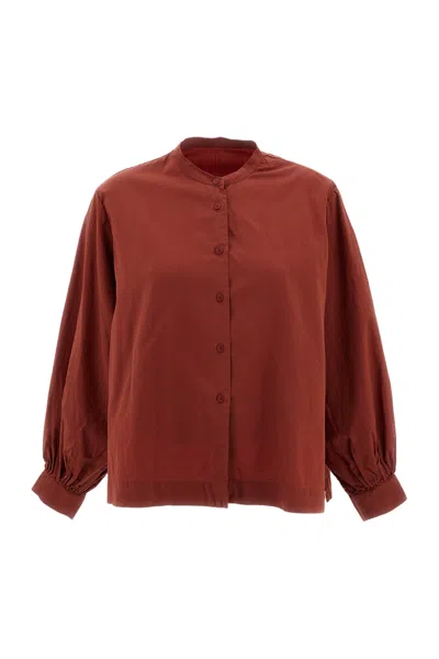 Casey & Casey Rust Biggy Grandad Cotton-silk Bracelet-sleeve Shirt In Orange