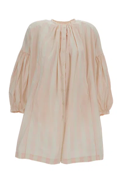 Casey & Casey Wide Long Striped Cotton Shirt In Brown