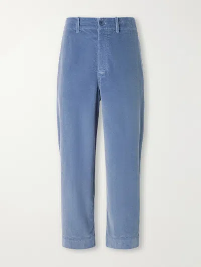 Casey Casey Albello Straight-leg Cotton-corduroy Trousers In Blue