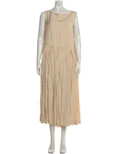 Pre-owned Casey Casey Bateau Neckline Long Dress In Neutral