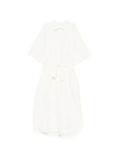 Casey Casey Belted Button-down Dress In White