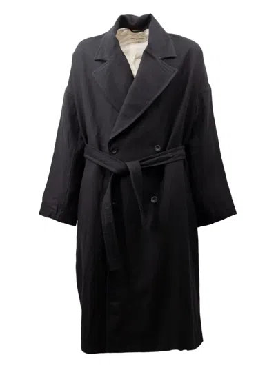 Casey Casey Belted Double-breasted Coat In Blue
