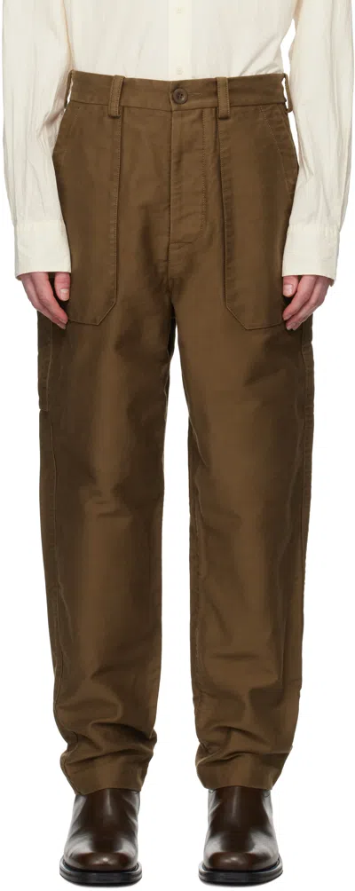 Casey Casey Brown Faille Cargo Pants In Ginger