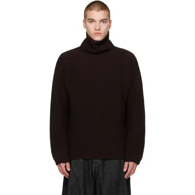 Casey Casey Brown Wool Panno Turtleneck In Ebony