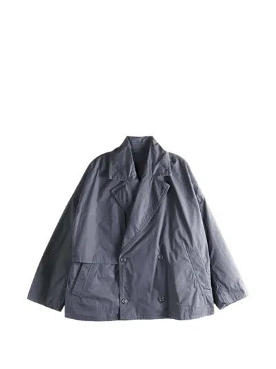 Casey Casey Cotton Double-breasted Coat In Gray