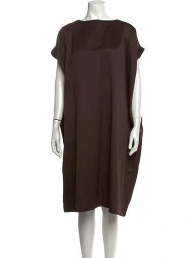 Pre-owned Casey Casey Crew Neck Knee-length Dress In Brown