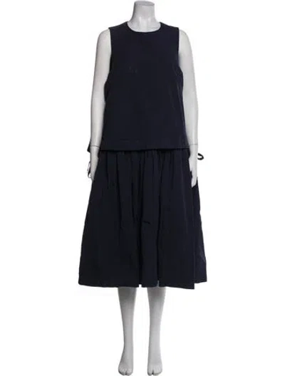 Pre-owned Casey Casey Crew Neck Midi Length Dress In Blue
