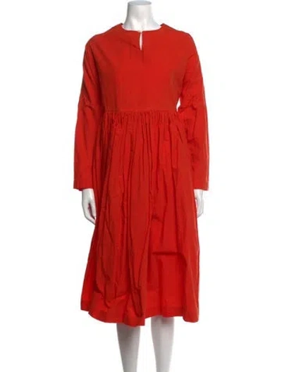 Pre-owned Casey Casey Crew Neck Midi Length Dress In Orange