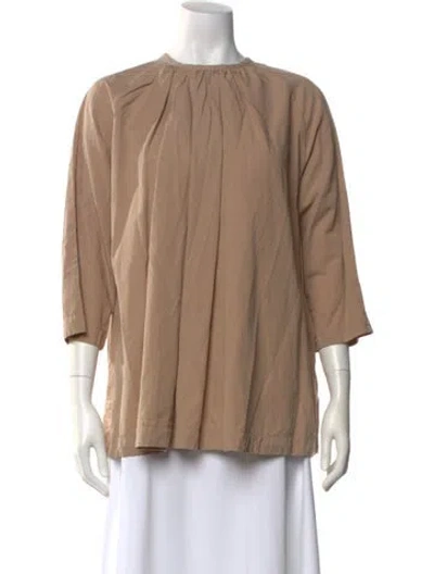 Pre-owned Casey Casey Crew Neck Three-quarter Sleeve Blouse W/ Tags In Neutral
