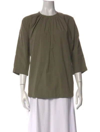 Pre-owned Casey Casey Crew Neck Three-quarter Sleeve Top In Green