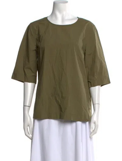 Pre-owned Casey Casey Crew Neck Three-quarter Sleeve Top In Green