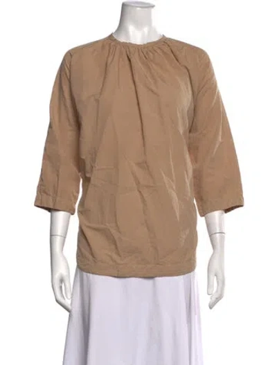 Pre-owned Casey Casey Crew Neck Three-quarter Sleeve Top In Neutrals