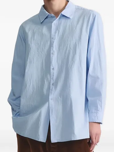 Casey Casey Crinkled-finish Long-sleeve Shirt In Blue