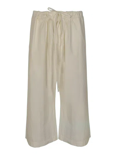 Casey Casey Cropped Lace Trousers In Milk