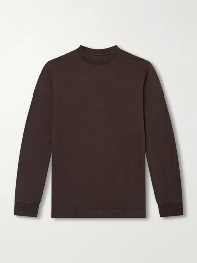 Casey Casey Felix Gabardine-trimmed Cotton-jersey T-shirt In Brown