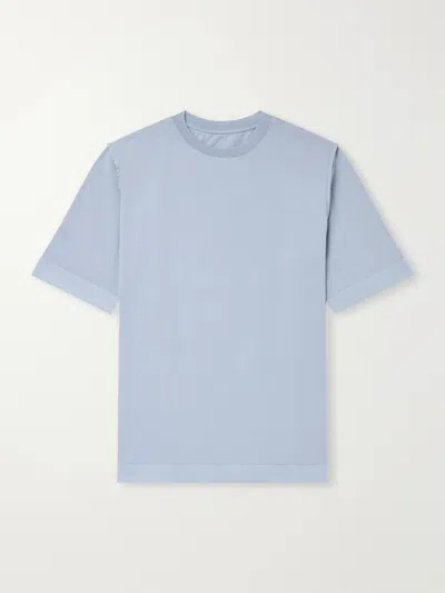 Casey Casey Felix Garment-dyed Cotton-jersey T-shirt In Blue