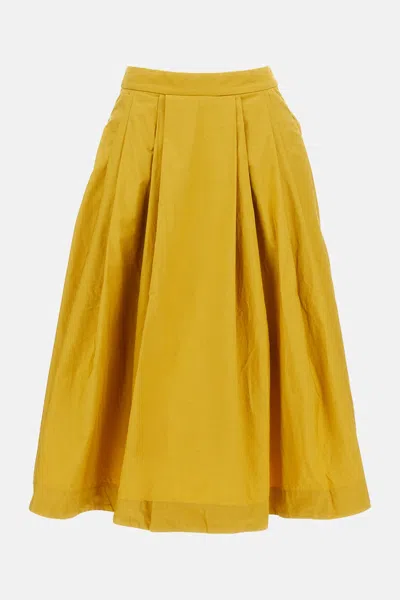 Casey Casey Flared Pleated Skirt In Yellow
