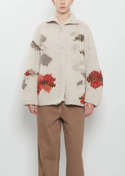 Casey Casey Flora Wool Cardigan In Light Grey