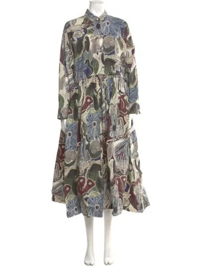 Pre-owned Casey Casey Floral Print Long Dress In Multi