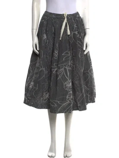 Pre-owned Casey Casey Floral Print Midi Length Skirt In Grey