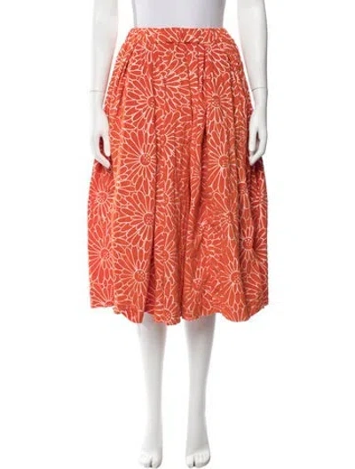 Pre-owned Casey Casey Floral Print Midi Length Skirt In Orange
