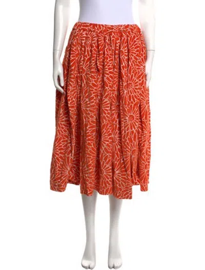 Pre-owned Casey Casey Floral Print Midi Length Skirt In Orange
