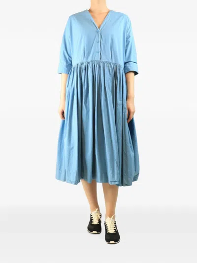 Pre-owned Casey Casey Gathered Midi Dress In Blue