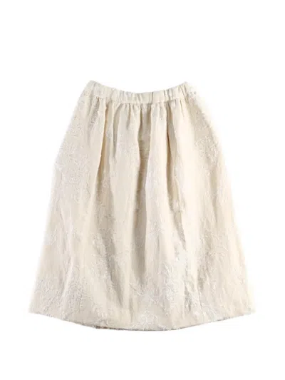 Casey Casey Ghost Floral-jacquard Elasticated-waist Midi Skirt In Neutral