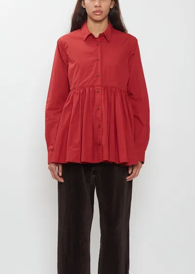 Casey Casey Haloe Chalk Poplin Shirt In Red