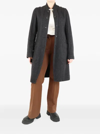 Pre-owned Casey Casey Herringbone Button-up Coat In Gray