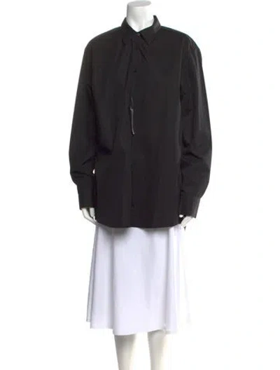 Pre-owned Casey Casey Long Sleeve Button-up Top In Black