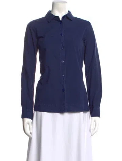 Pre-owned Casey Casey Long Sleeve Button-up Top In Blue