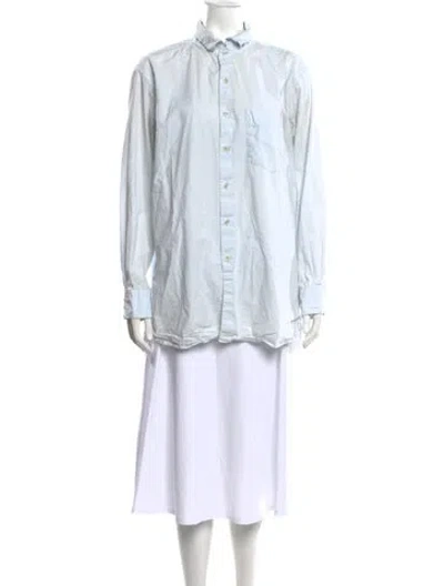 Pre-owned Casey Casey Long Sleeve Button-up Top In Blue